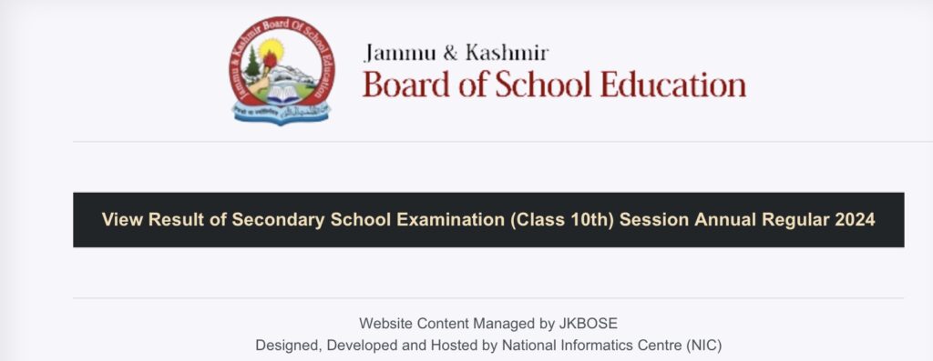 JKBOSE 10th Result 2024
