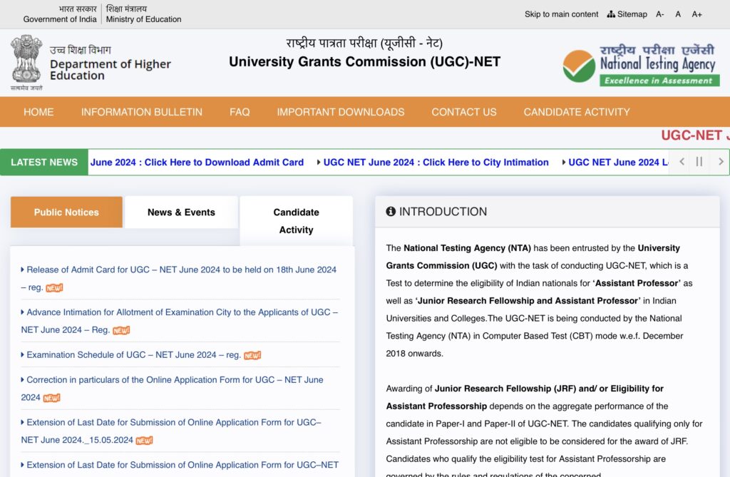 UGC NET Admit Card