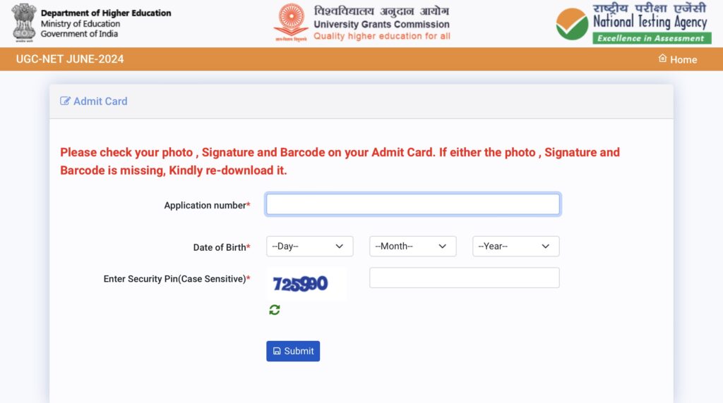 UGC NET Admit Card