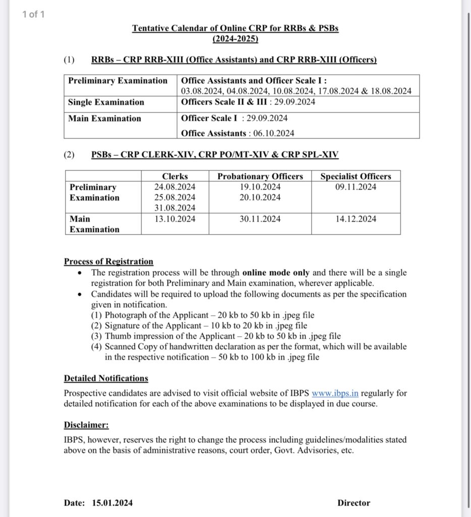 IBPS Exam Calendar