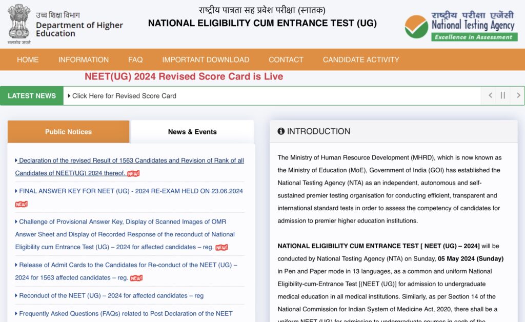 NEET UG Re-Exam Result