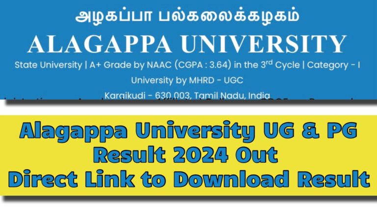 Alagappa University UG & PG Result
