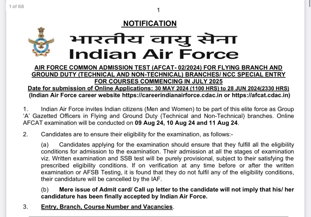 AFCAT Exam Date