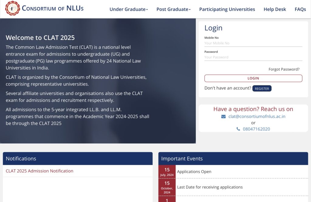 CLAT Exam Registration Process