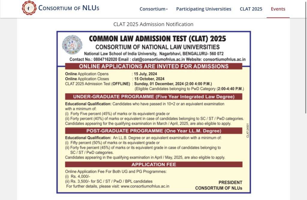 CLAT Application Fee