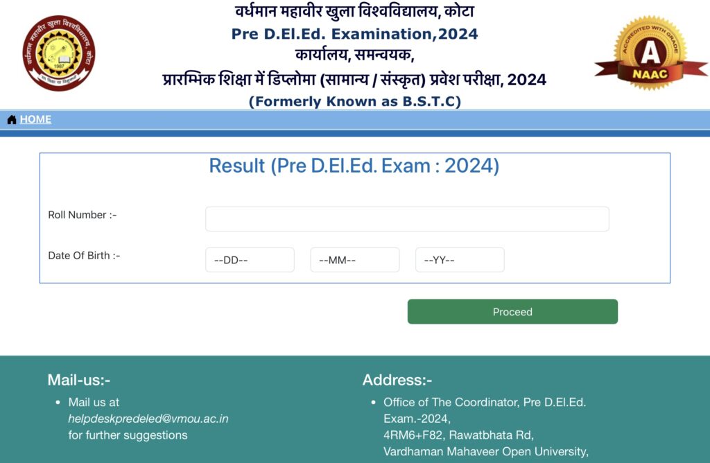 Rajasthan BSTC Pre-DElED Result