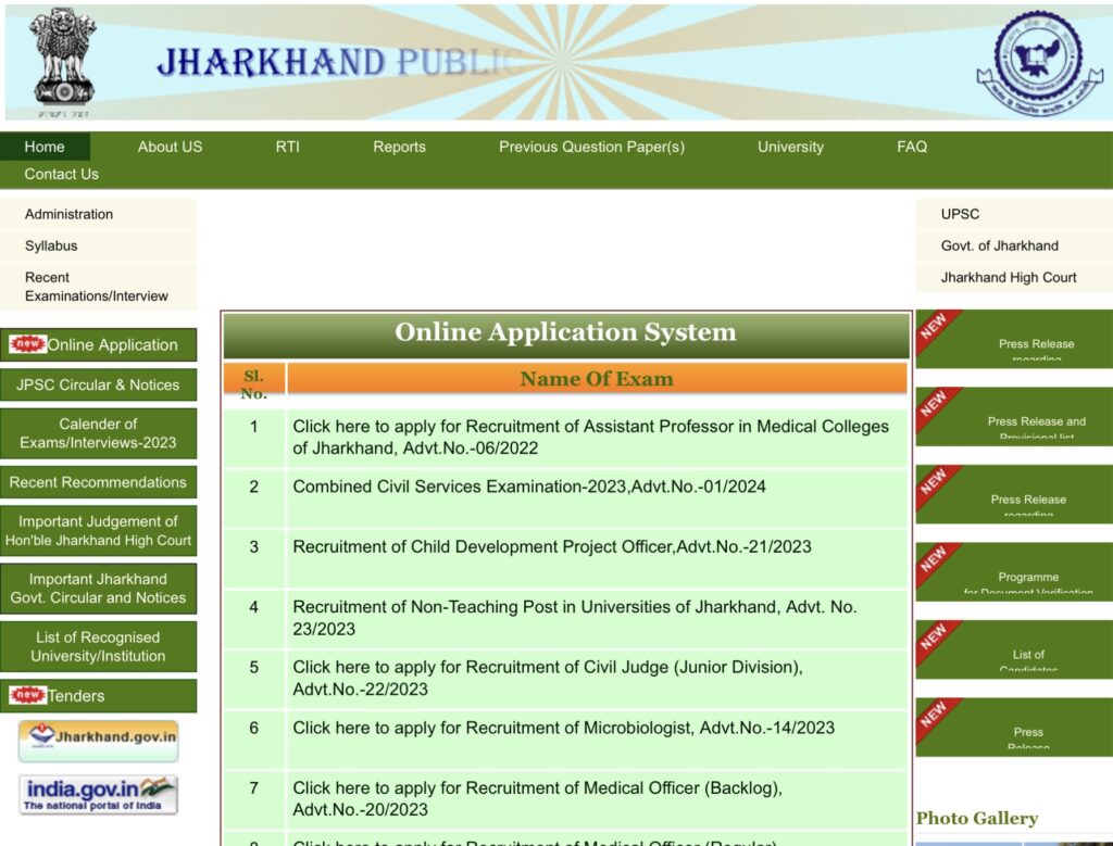 JPSC FRO Exam Registration
