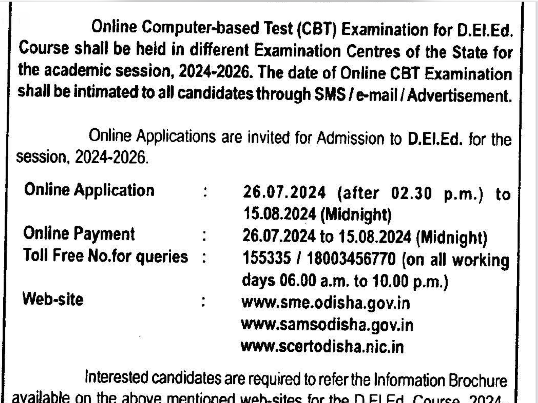 Odisha DElED Exam Date