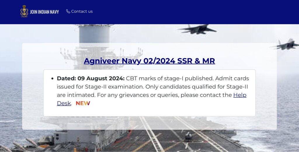 Indian Navy Agniveer Result