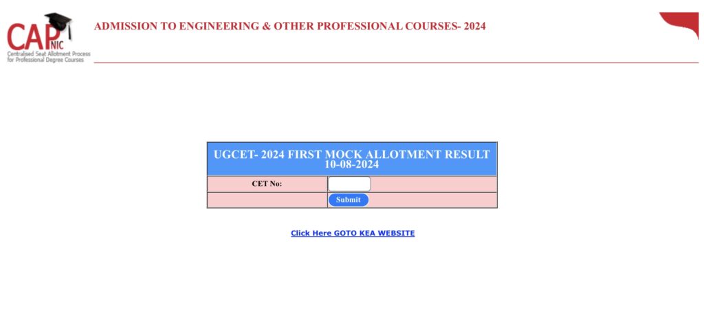 KCET Round 1 Mock Allotment Result