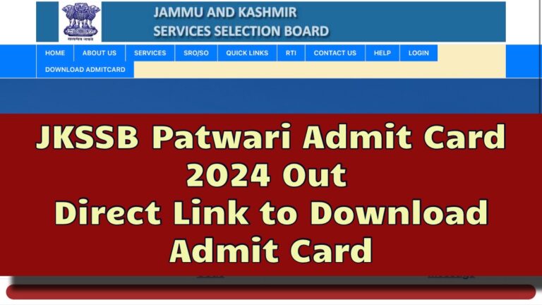 JKSSB Patwari Admit Card