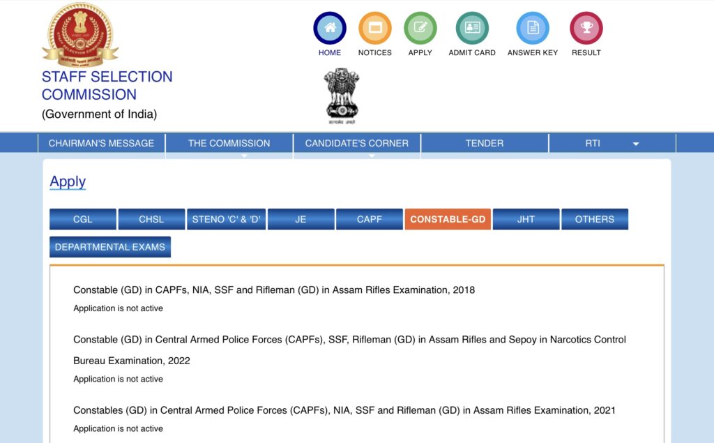 SSC GD Constable Exam Online Registration