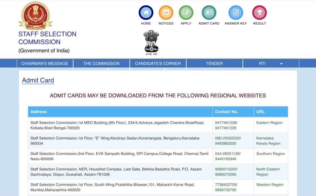 SSC GD Constable Admit Card
