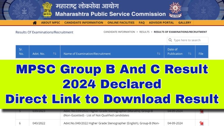 MPSC Group B And C Result