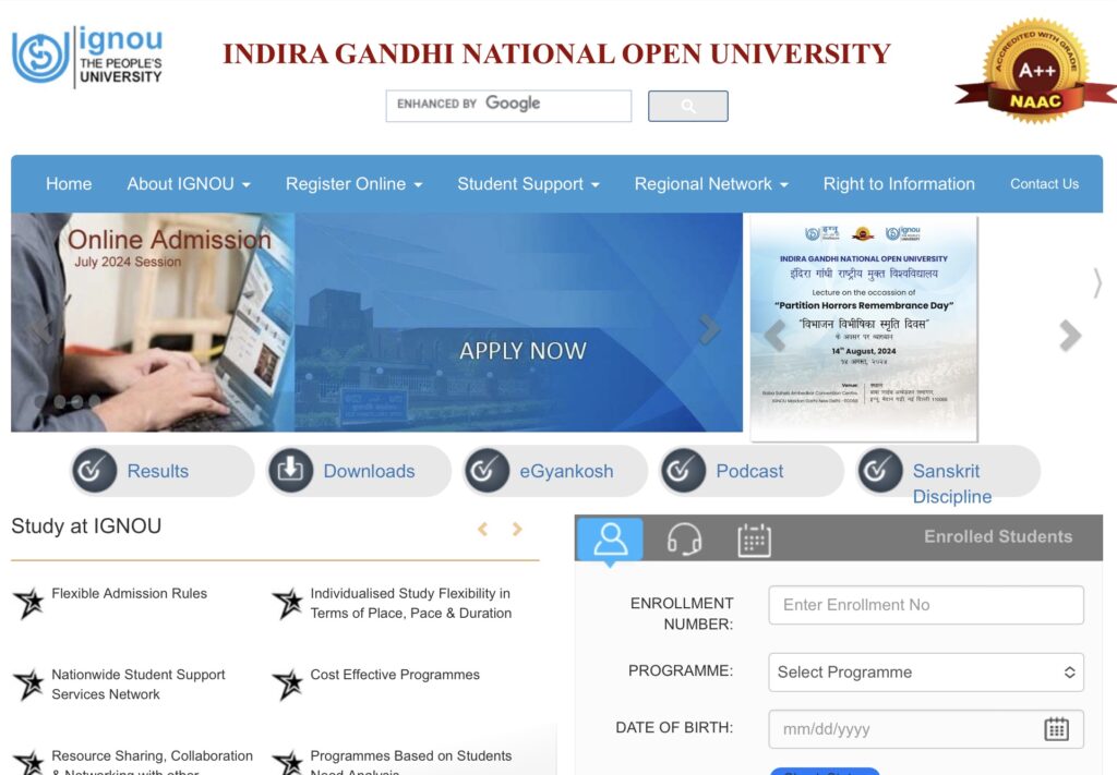 IGNOU Exam Admit Card