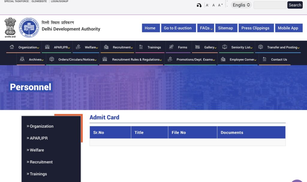 DDA Stage 2 Admit Card