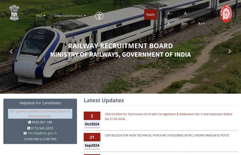 RRB Technician Apply Online