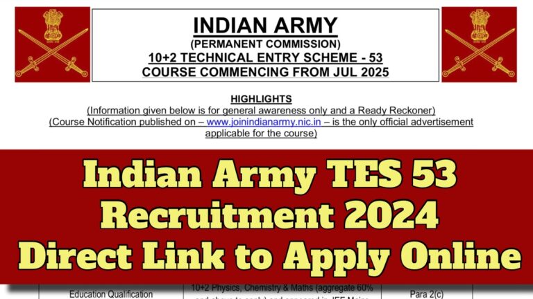 Indian Army TES 53 Recruitment