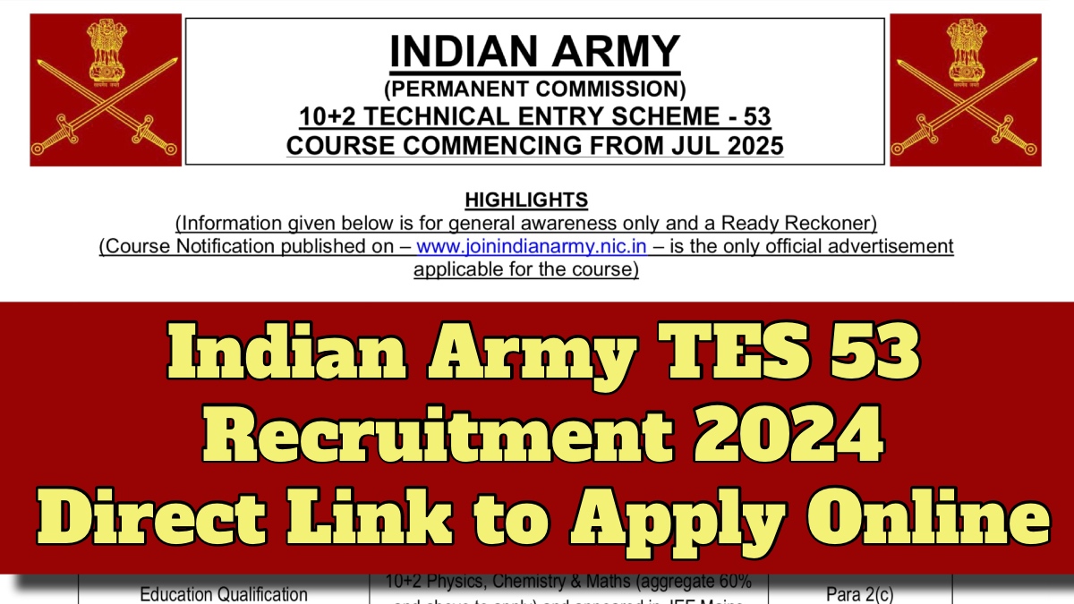 Indian Army TES 53 Recruitment