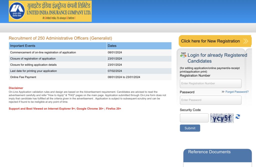UIIC AO Recruitment Apply Online