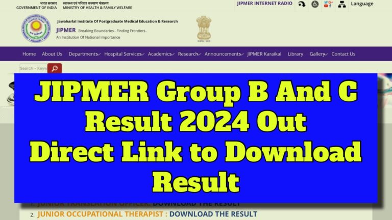 JIPMER Group B And C Result
