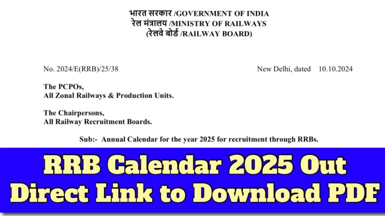 RRB Calendar 2025