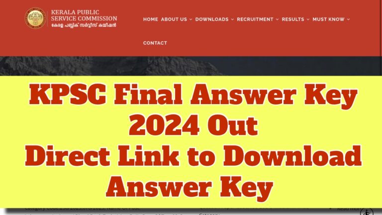 Kerala PSC Final Answer Key