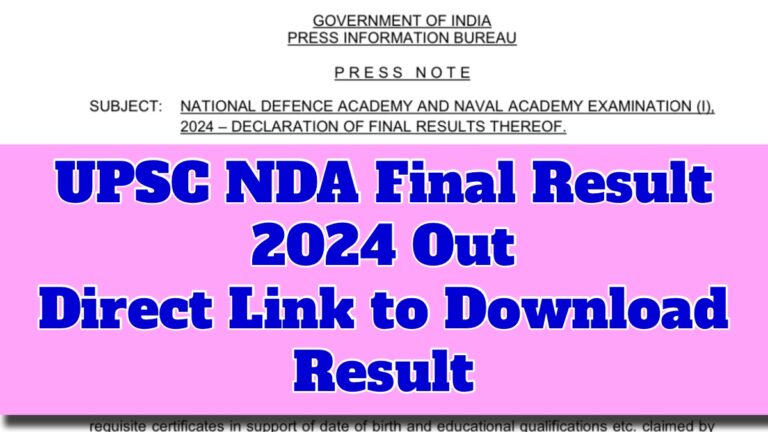 UPSC NDA Final Result