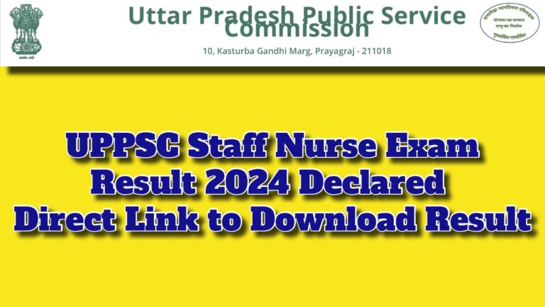 UPPSC Staff Nurse Exam Result