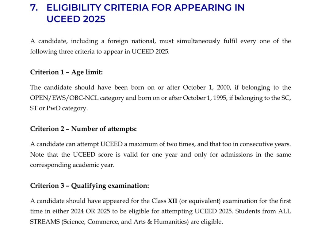 UCEED Exam Eligibility