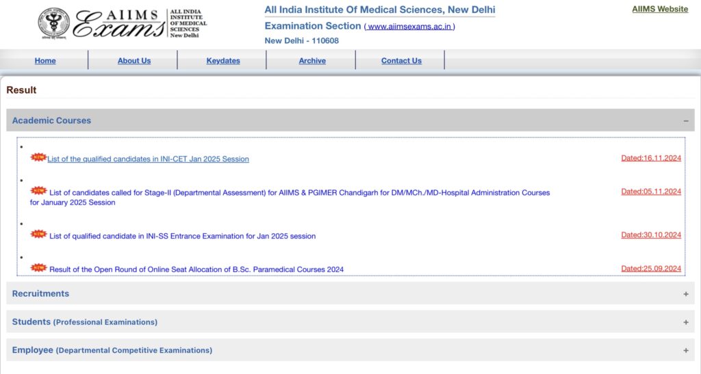 AIIMS INICET Result