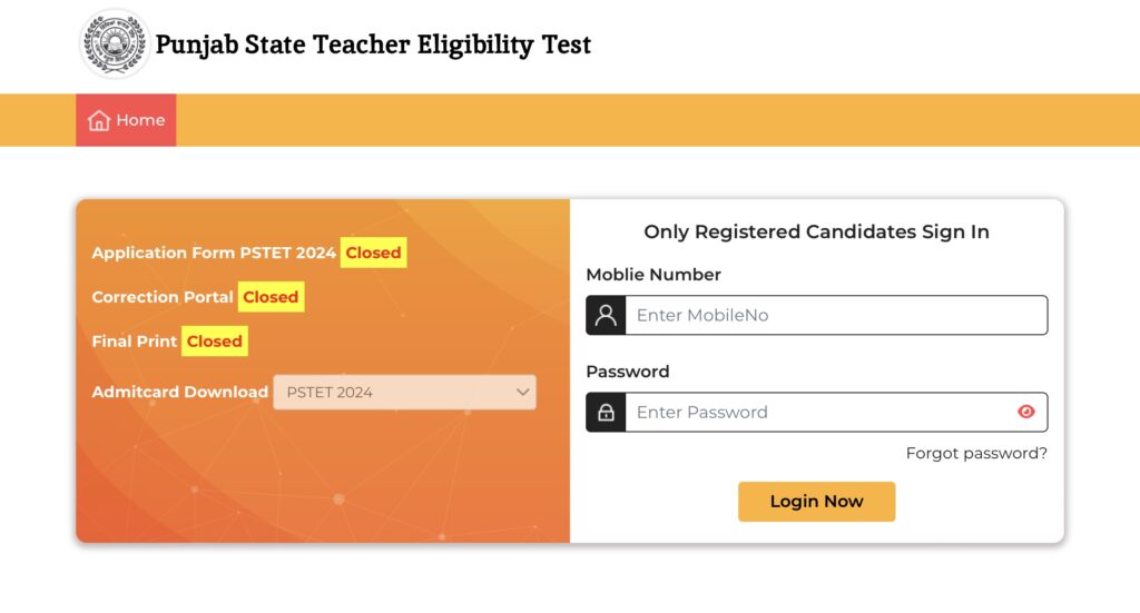 PSTET Exam Admit Card