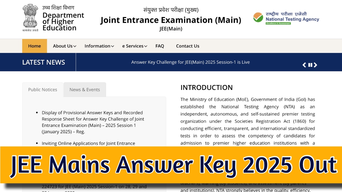 JEE Mains Answer Key