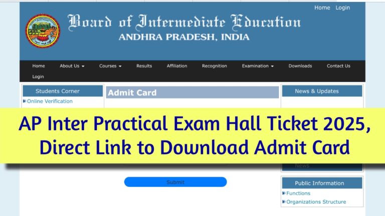 AP Inter Practical Exam Hall Ticket