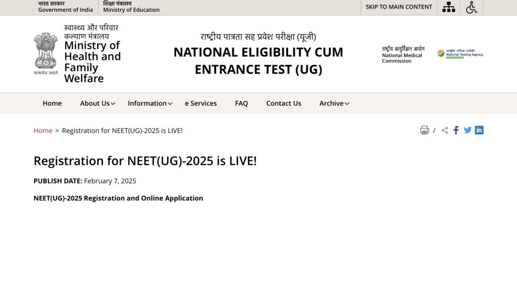 NEET UG Registration