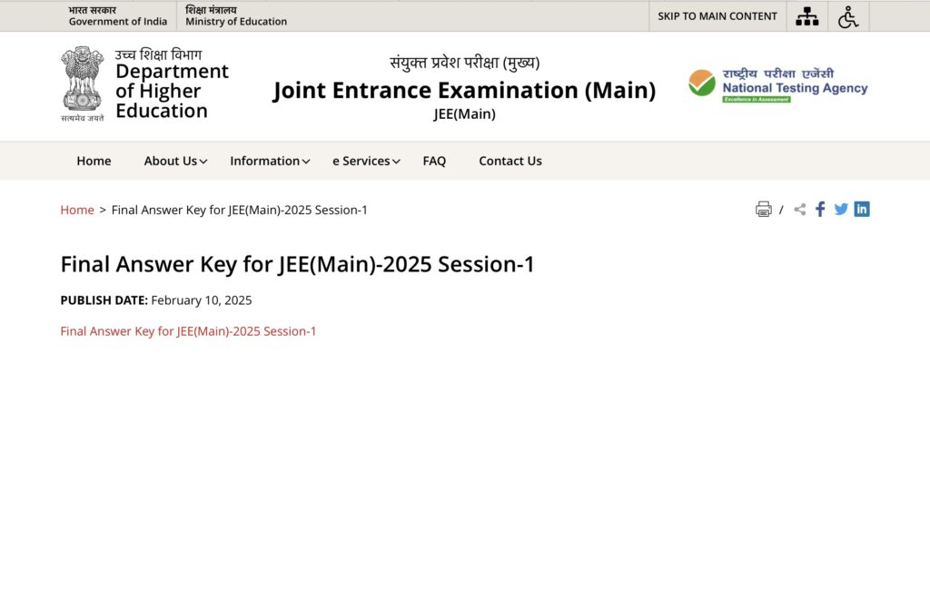 JEE Mains Result 2025 Session 1