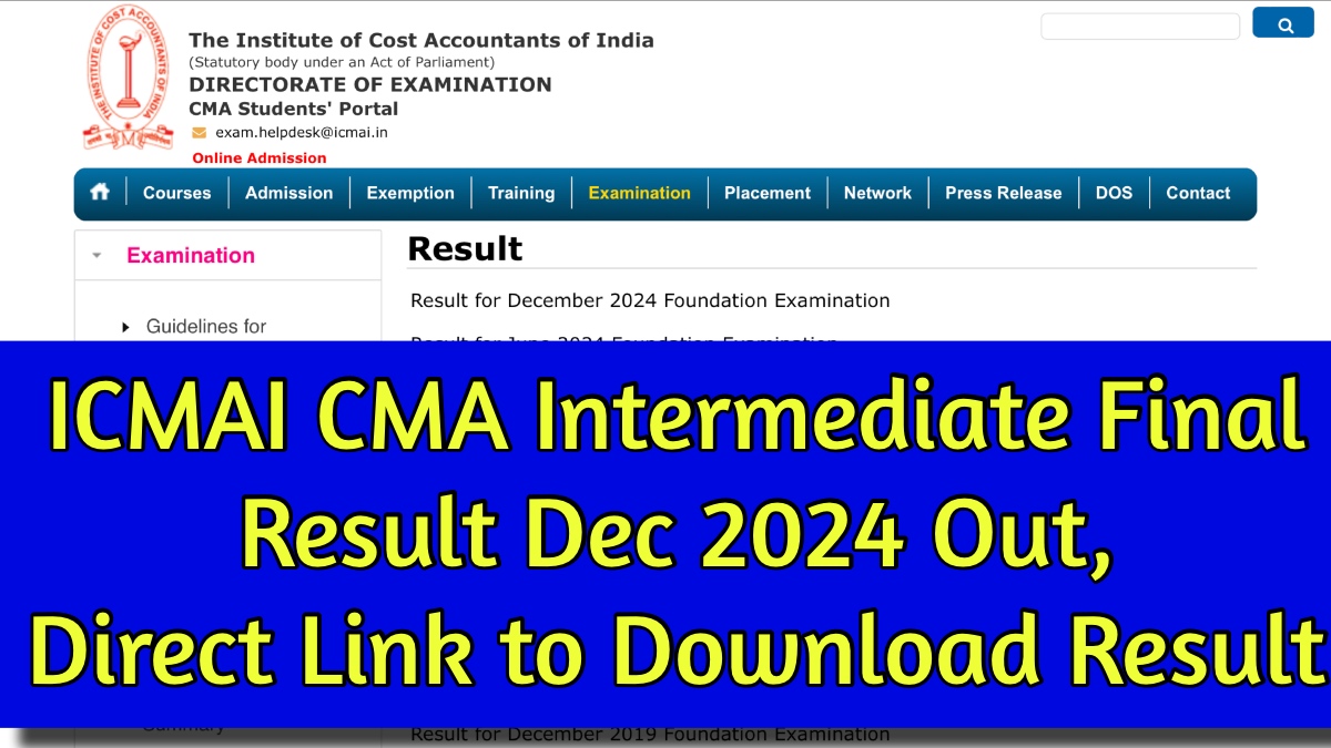 ICMAI CMA Intermediate Final Result